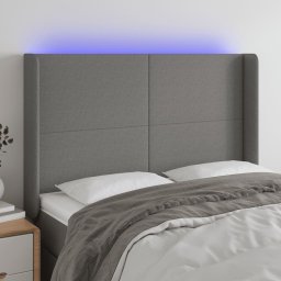 Gossi tablie de pat cu led, gri inchis, 147x16x118/128 cm, textil
