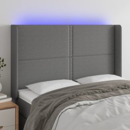 Gossi tablie de pat cu led, gri inchis, 147x16x118/128 cm, textil