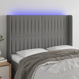 Gossi tablie de pat cu led, gri inchis, 147x16x118/128 cm, textil