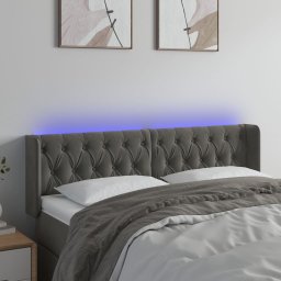 Gossi tablie de pat cu led, gri inchis, 147x16x78/88 cm, catifea