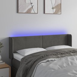 Gossi tablie de pat cu led, gri inchis, 147x16x78/88 cm, catifea