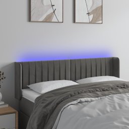 Gossi tablie de pat cu led, gri inchis, 147x16x78/88 cm, catifea