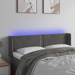 Gossi tablie de pat cu led, gri inchis, 147x16x78/88 cm, catifea