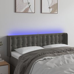 Gossi tablie de pat cu led, gri inchis, 147x16x78/88 cm, catifea