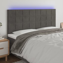 Gossi tablie de pat cu led, gri inchis, 160x5x118/128 cm, catifea