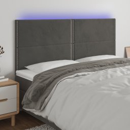 Gossi tablie de pat cu led, gri inchis, 160x5x118/128 cm, catifea