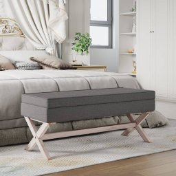 Gossi taburet de depozitare, gri inchis, 110x45x49 cm material textil