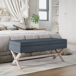 Gossi taburet de depozitare, gri inchis, 110x45x49 cm, catifea