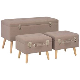 Gossi taburete cu depozitare, 3 buc., maro, material textil