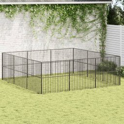 Gossi tarc pentru caini cu 12 panouri, negru, otel galvanizat