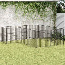 Gossi tarc pentru caini cu 12 panouri, negru, otel galvanizat
