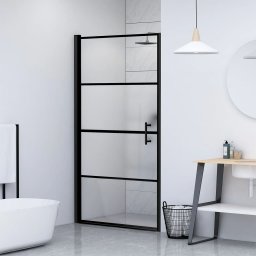 Gossi usa de dus, negru, 81x195 cm, sticla securizata semi-mata