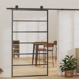 Gossi usa glisanta, negru, 102x205 cm, sticla esg si aluminiu