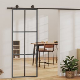 Gossi usa glisanta, negru, 76x205 cm, sticla esg si aluminiu