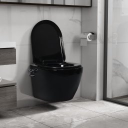 Gossi vas wc suspendat fara rama cu functie de bideu, negru, ceramica