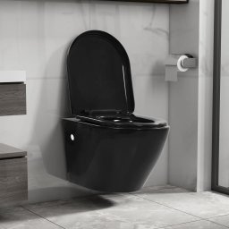 Gossi vas wc suspendat fara rama, negru, ceramica