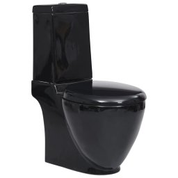 Gossi vas wc toaleta baie, negru, ceramica, rotund, flux inferior