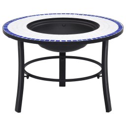 Gossi vatra de foc cu mozaic, albastru si alb, 68 cm, ceramica