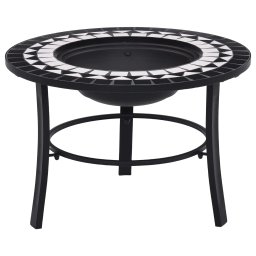 Gossi vatra de foc cu mozaic, negru si alb, 68 cm, ceramica