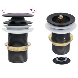 Gossi ventil scurgere push, fara preaplin, negru 6,4x6,4x9,1 cm