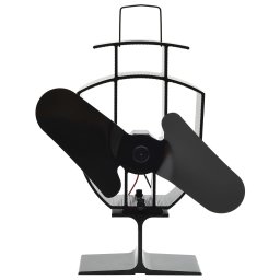 Gossi ventilator de soba cu alimentare termica, 2 palete, negru