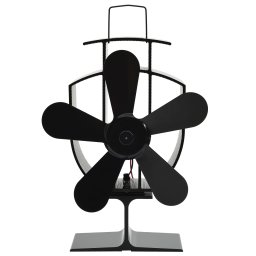 Gossi ventilator de soba cu alimentare termica, 5 palete, negru
