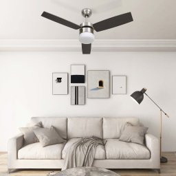 Gossi ventilator tavan cu iluminare/telecomanda, maro inchis, 108 cm
