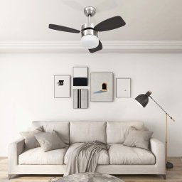Gossi ventilator tavan cu iluminare/telecomanda, maro inchis, 76 cm