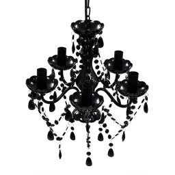 Lustra de cristal, 5 becuri, negru