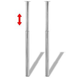 Picioare telescopice de masa cromate, 2 buc., 710 mm-1100 mm