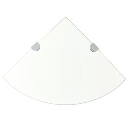 Raft de colt cu suporti de crom din sticla transparenta 35 x 35 cm