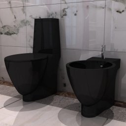 Set toaleta si bideu ceramica negru