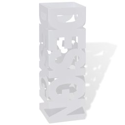 Suport pentru umbrele, patrat, depozitare bastoane, alb, 48,5 cm, otel