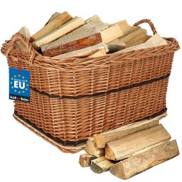 Coș de nuiele pentru lemne pentru șemineu cu mâner