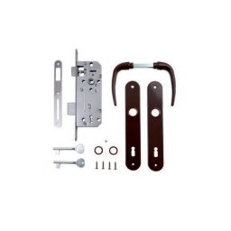 Pachet broasca si maner cu sild distanta interax 90 mm model 035-501 (Culoare: Argintiu)