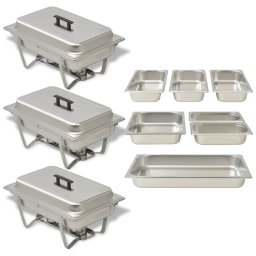 Set vase încalzire mancare, 3 piese, otel inoxidabil GartenMobel Dekor