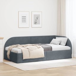 Cadru de pat coltar cu headboard Gri închis 80 x 200 cm Catifea GartenMobel Dekor