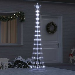 Brad de Craciun LED Alb rece 138.5 x 138.5 x 399 cm Metal GartenMobel Dekor