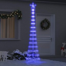 Brad de Craciun LED albastru 138.5 x 138.5 x 399 cm Metal GartenMobel Dekor