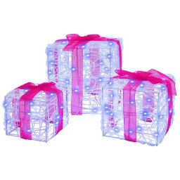 Cutie cadou cu 60 LED 3 pcs albastru 20 x 20 x 20 cm Acril GartenMobel Dekor
