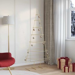 Pom de Craciun din metal Auriu 180 cm Otel vopsit în pulbere GartenMobel Dekor