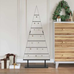 Pom de Craciun din metal cu suport Negru 125 cm Otel GartenMobel Dekor
