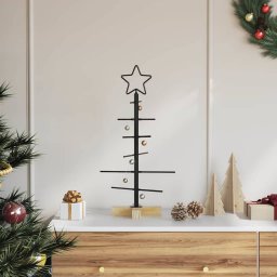 Pom de Craciun din metal Negru 60 cm Otel vopsit în pulbere GartenMobel Dekor