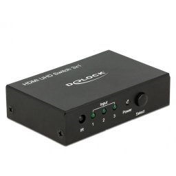 Switch HDMI 3 porturi cu telecomanda UHD 4K, Delock 18683