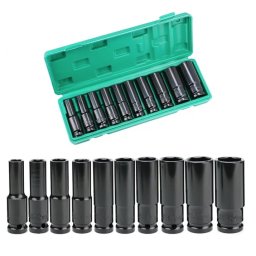 Set trusa tubulare impact Otel 10 piese 1/2 inch de la 8 la 24mm Negru