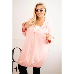 Kesi Women's Plus Size cotton hoodie with a zipper powder pink