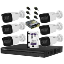 Sistem de supraveghere Dahua DH-6CEXT80MA-5MP HDCVI cu 6 camere de exterior de 5MP