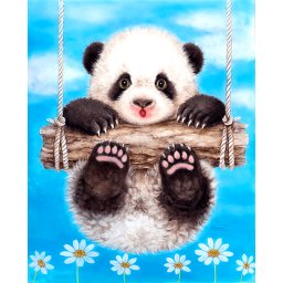 Tablou PM600 Picteaza Dupa Numere Panda in leagan, 20x30 cm