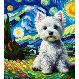 Tablou GM992 Goblen Diamante Patrate, cu rama, 20 x 30 cm, Catel Bichon alb