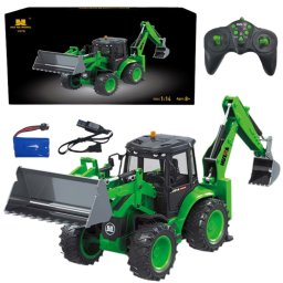 Excavator cu telecomandă, lumini sonore verzi Huina 1:14